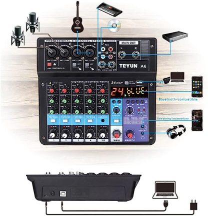 Mesa de Som 8 Canais 48v P10 Xrl Bluetooth - Imagem 4