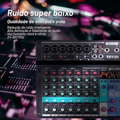 Mesa de Som 8 Canais 48v P10 Xrl Bluetooth - Imagem 3