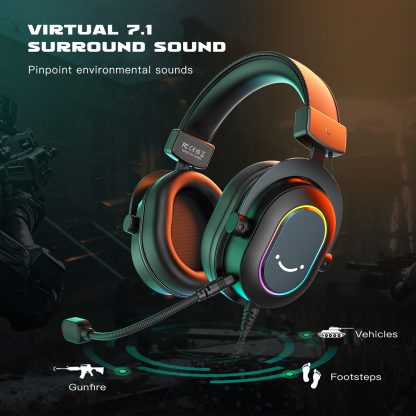 Headset Fifine H6 com Microfone RGB para Jogos, Surround 7.1 - Image 2