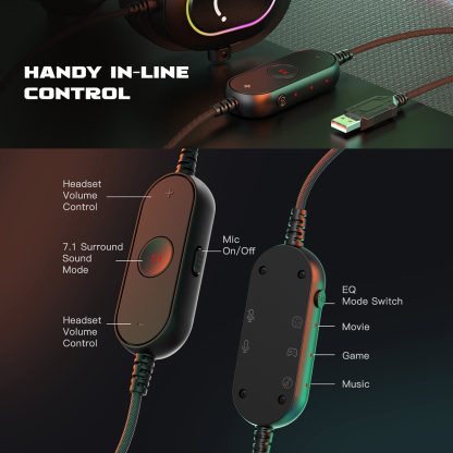 Headset Fifine H6 com Microfone RGB para Jogos, Surround 7.1 - Image 6