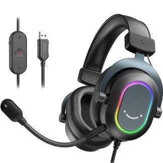 Headset Fifine H6 com Microfone RGB para Jogos, Surround 7.1